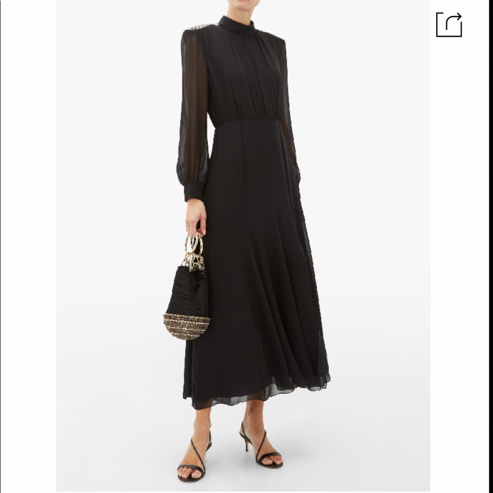 SALONI Jacqui Crystal-embellished Silk-georgette